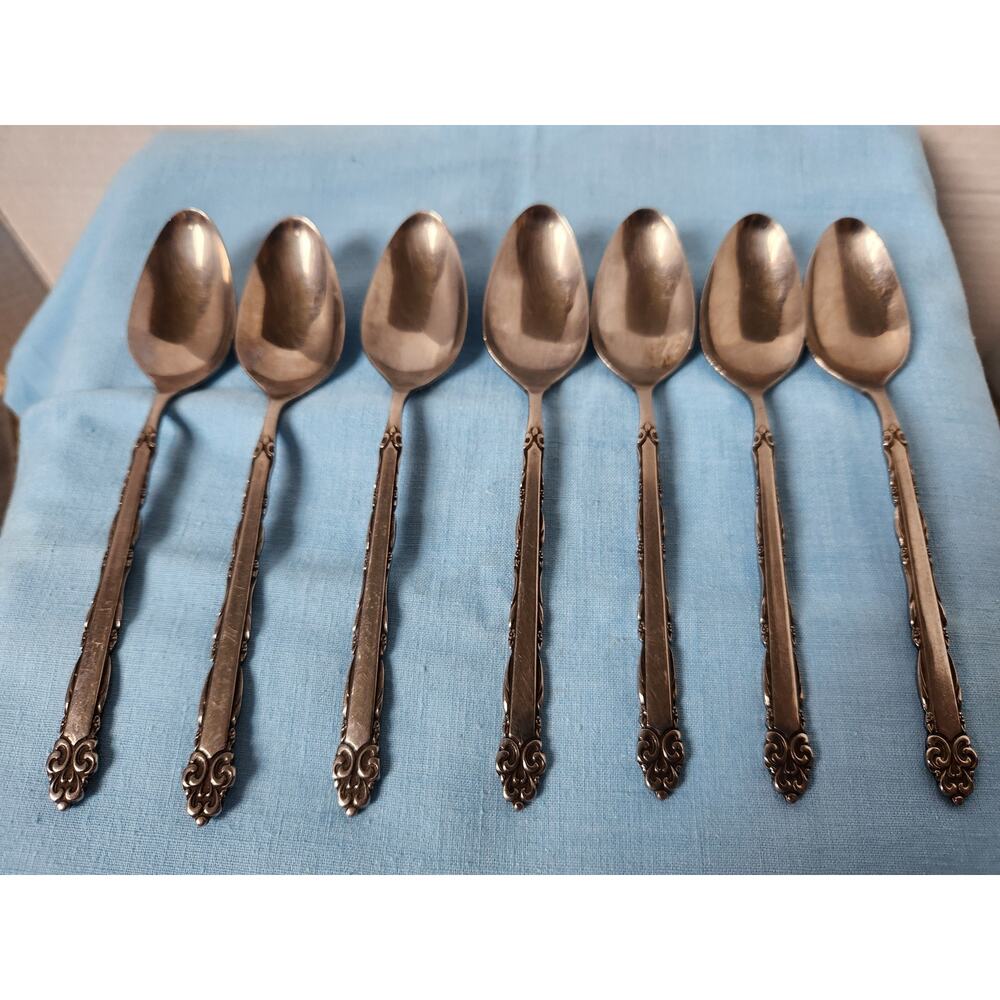 EKCO Eterna Mary Ellen Stainless Teaspoons Set of 7 Vtg Flatware Replacement